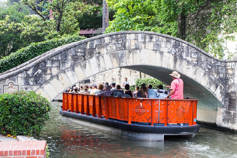 boat going under a bridge