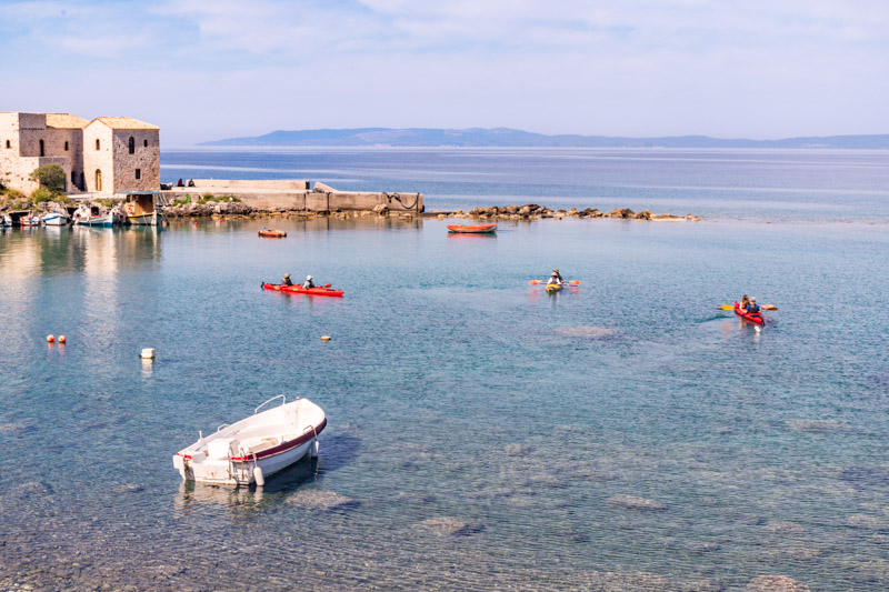 kayaks in the water