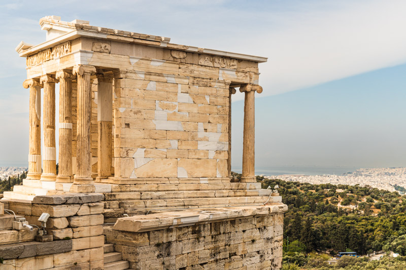 temple of nike with views of athens in background