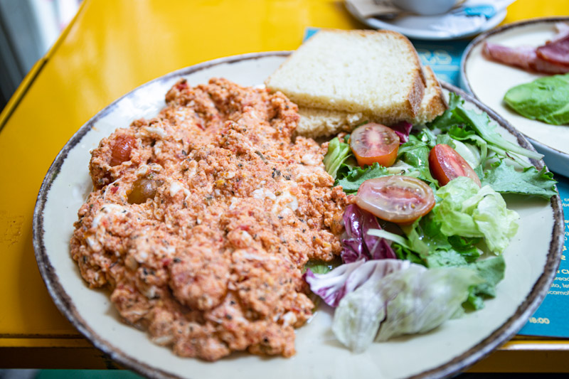 plate of greek scrambled eggs