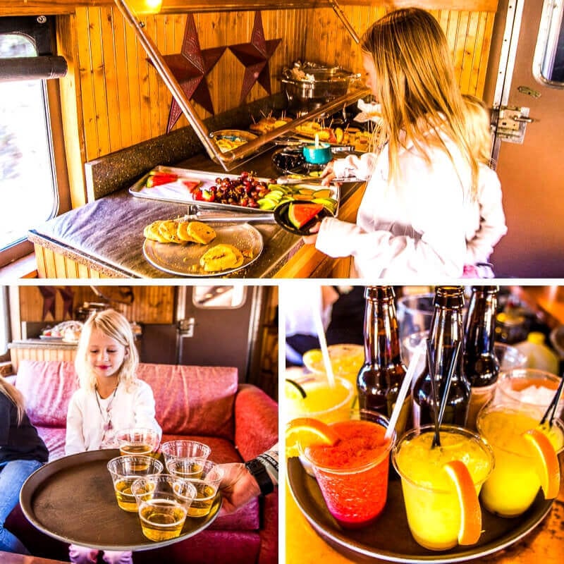 girls eating food on verde canyon railroad