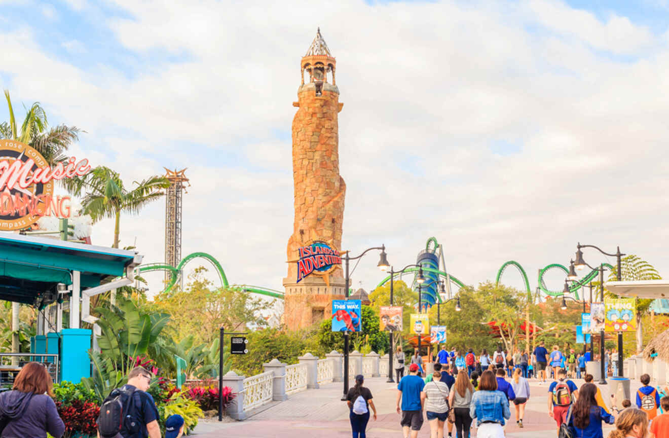 People walking around Islands of Adventure