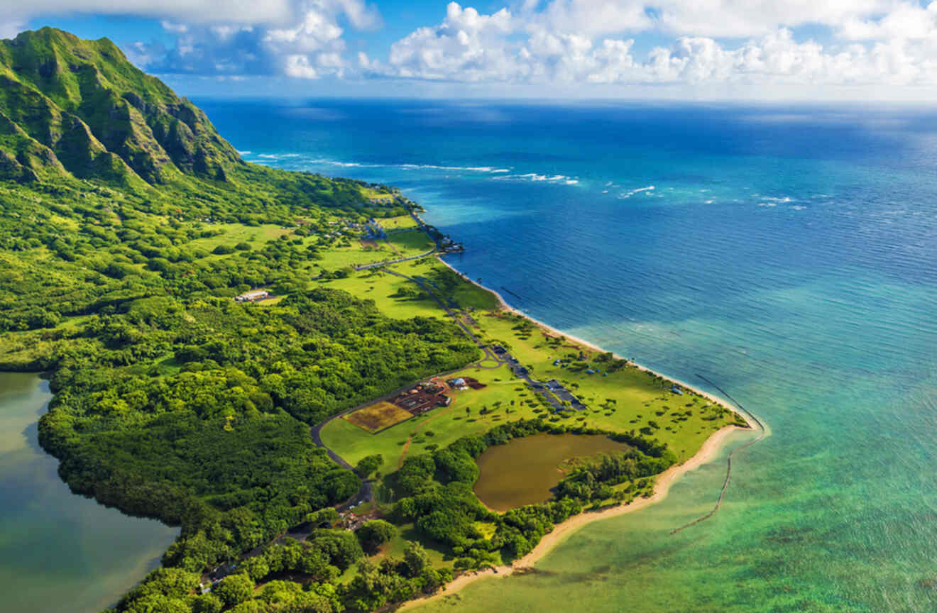 Aerial view of Kualoa Point at Kaneohe Bay