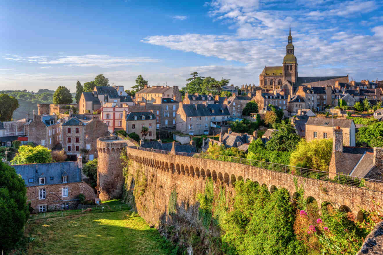 View of the wall in old town Dinan