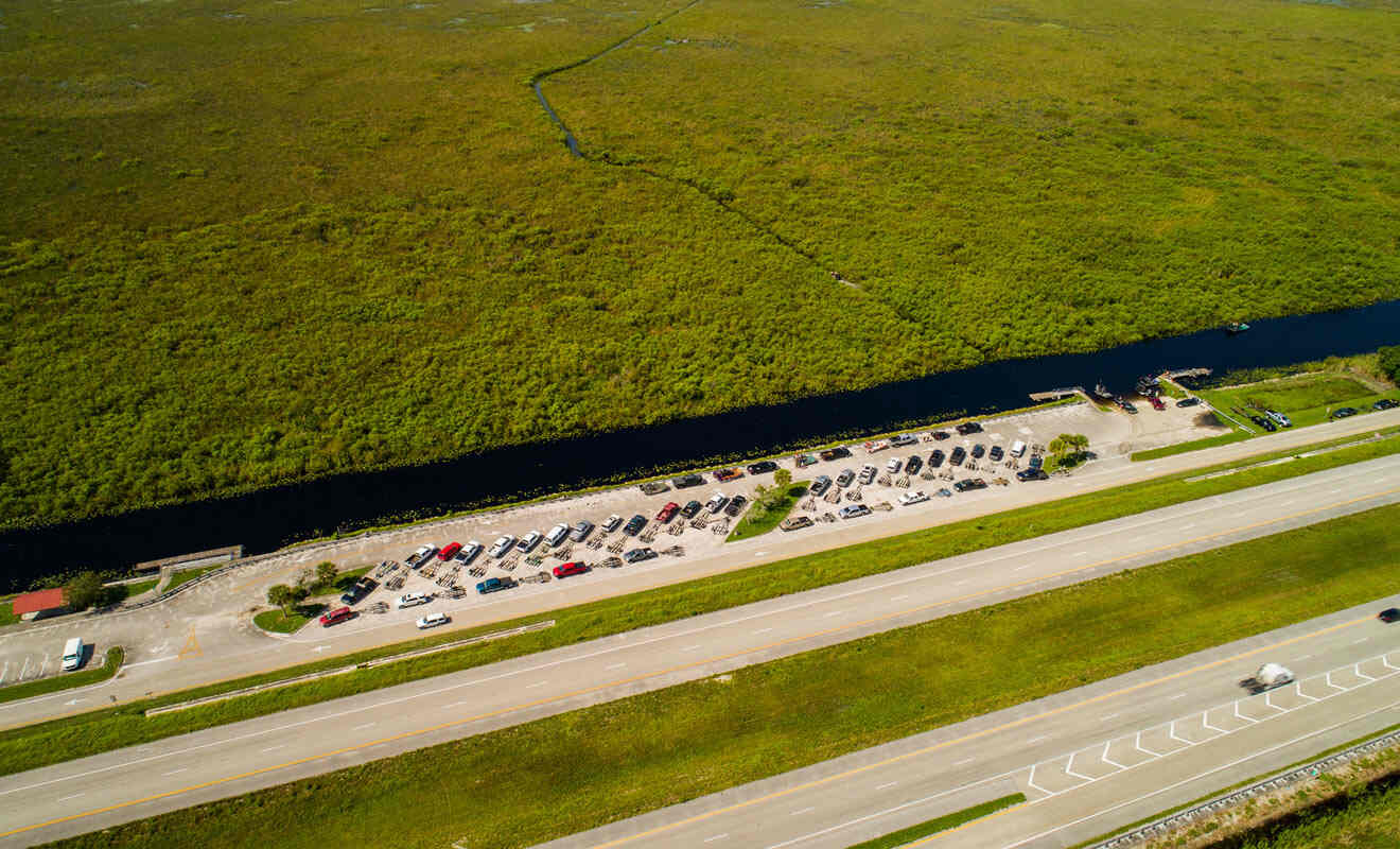 refuge area in Alligator Alley aerial view