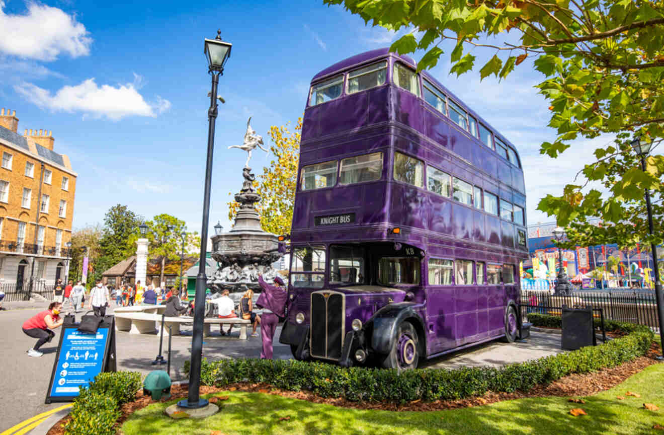 View of three decker bus