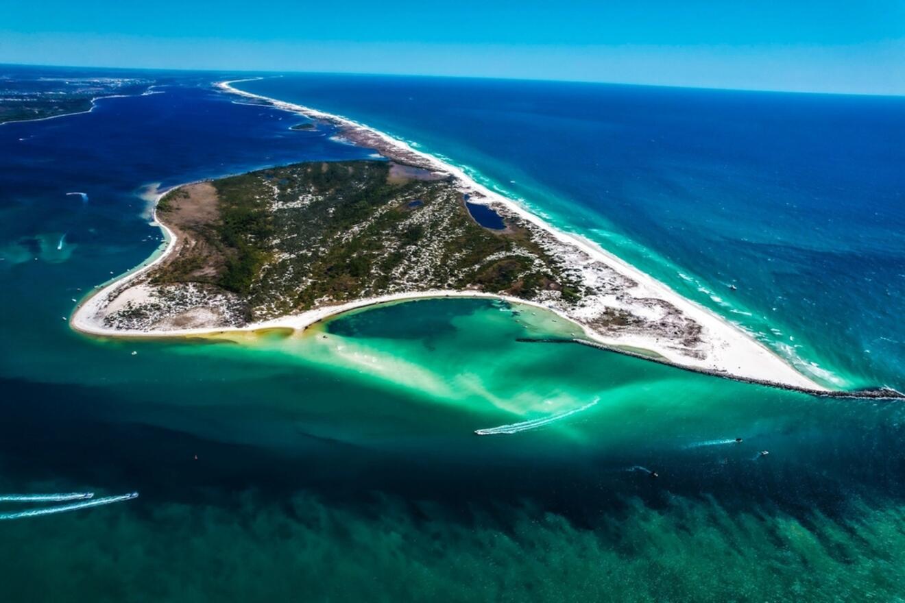 Aerial view of Shell Island