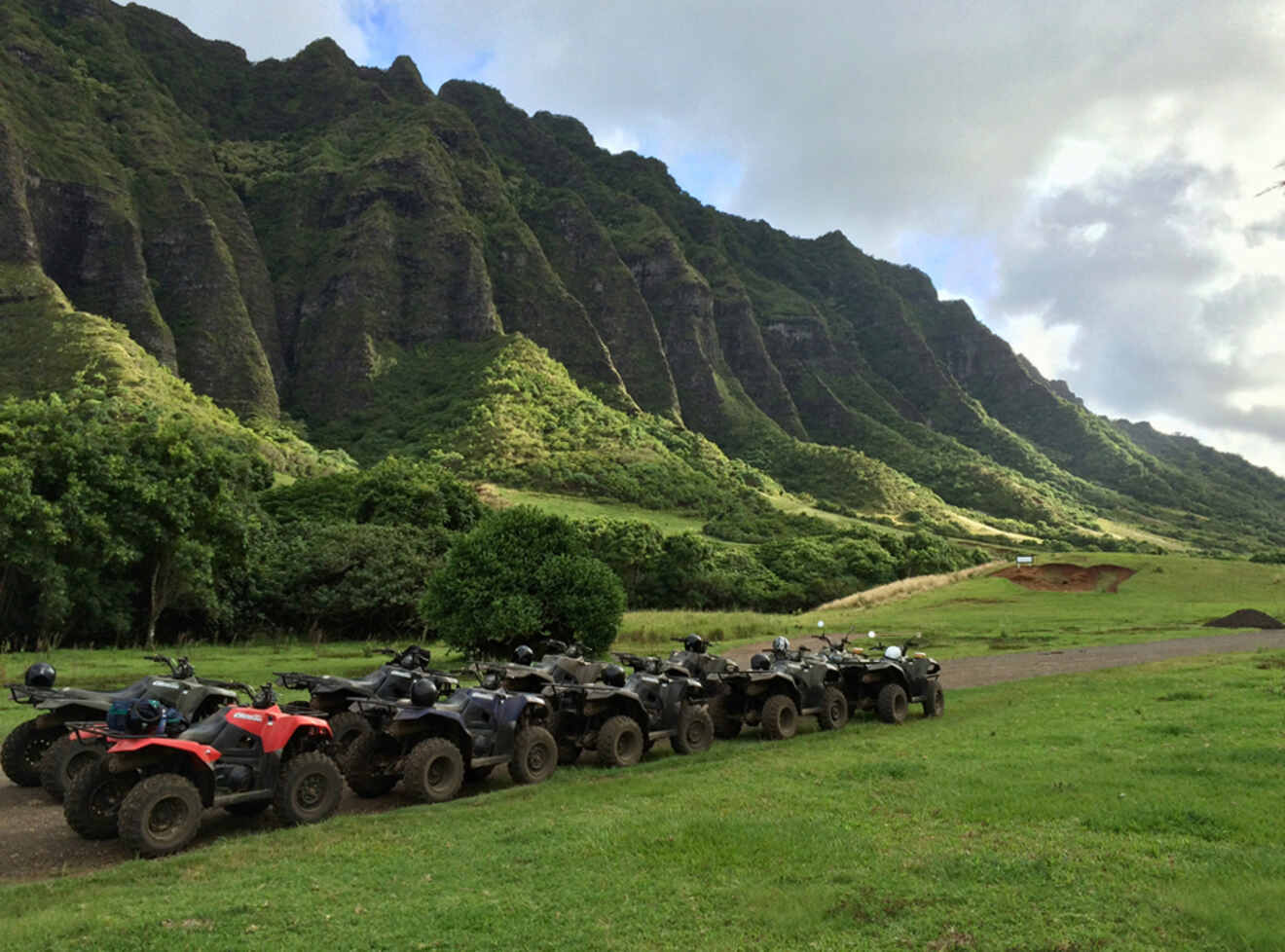 ATVs in a row at Kualoa Ranch