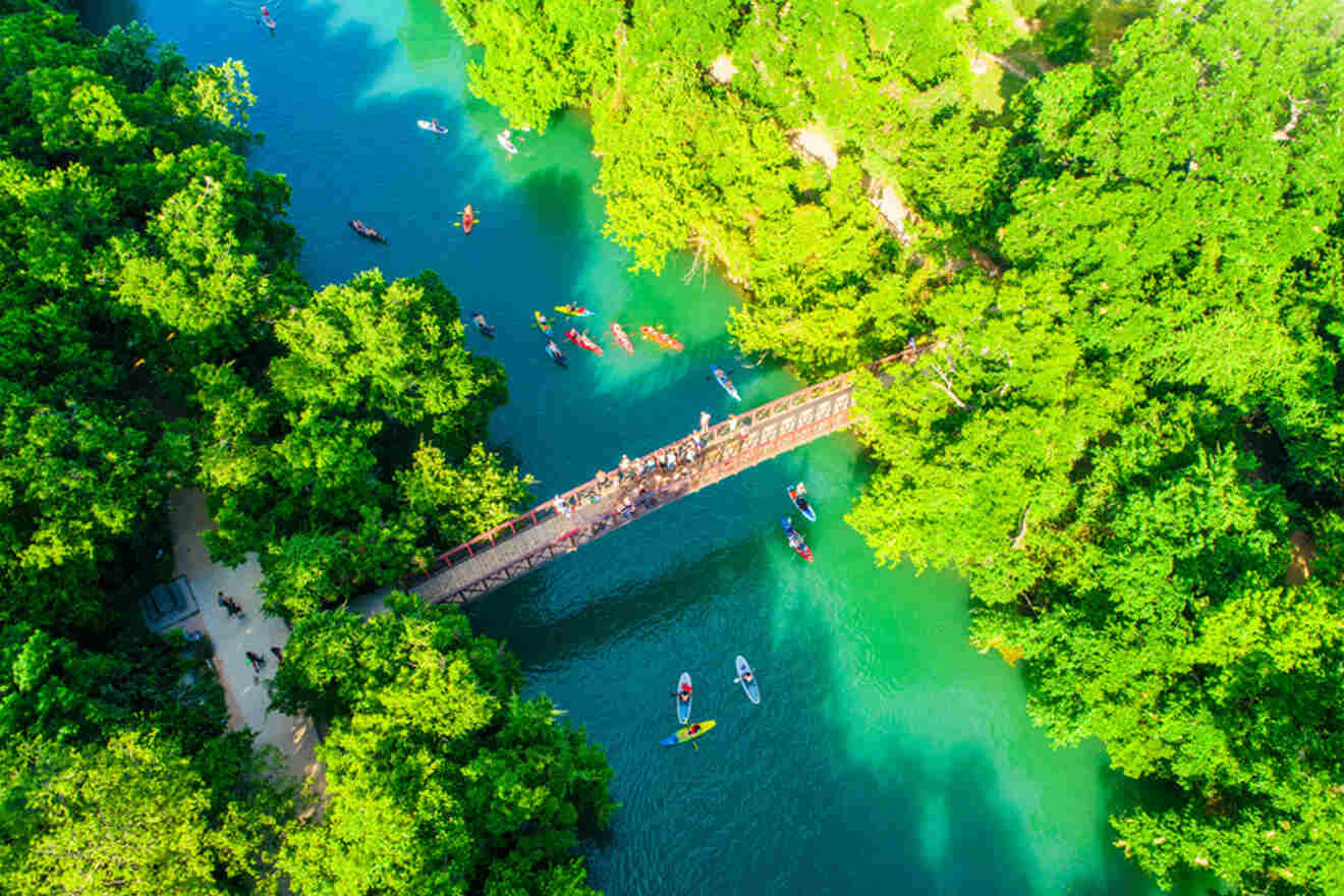 aerial view over Barton Creek Bridge