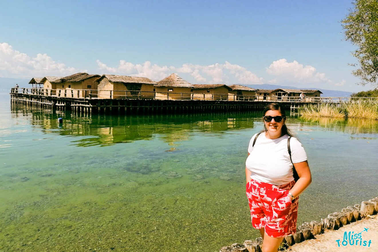 A girls in front of the Bay of Bones Museum