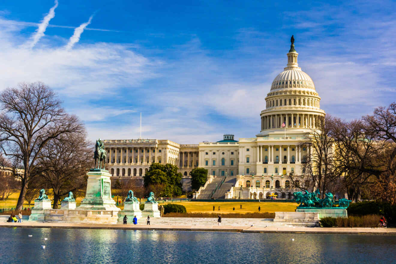 the capitol building in washington dc is seen from across the water