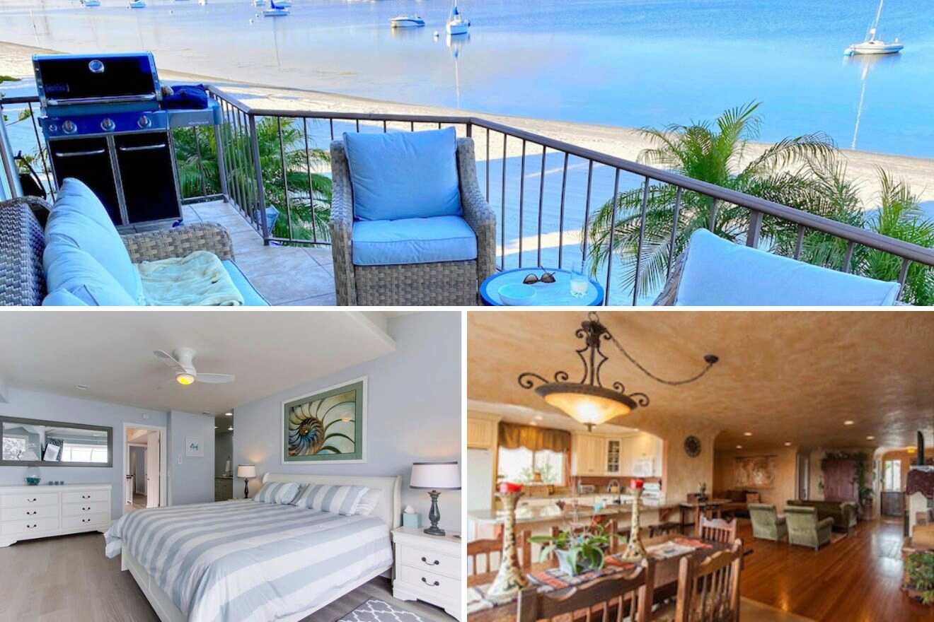 collage with terrace and view over the ocean, bedroom and restaurant