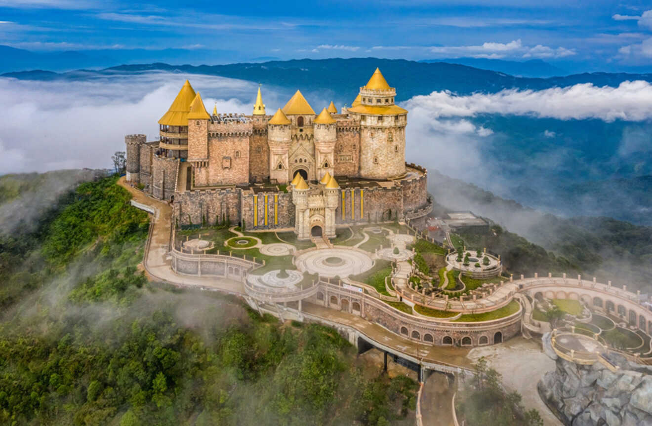 Aerial view of a castle