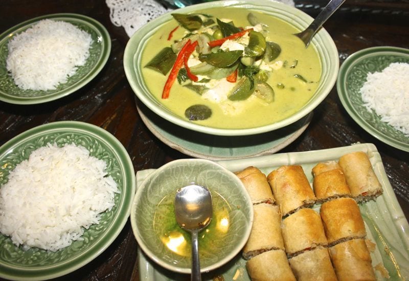 a bowl of food on a table