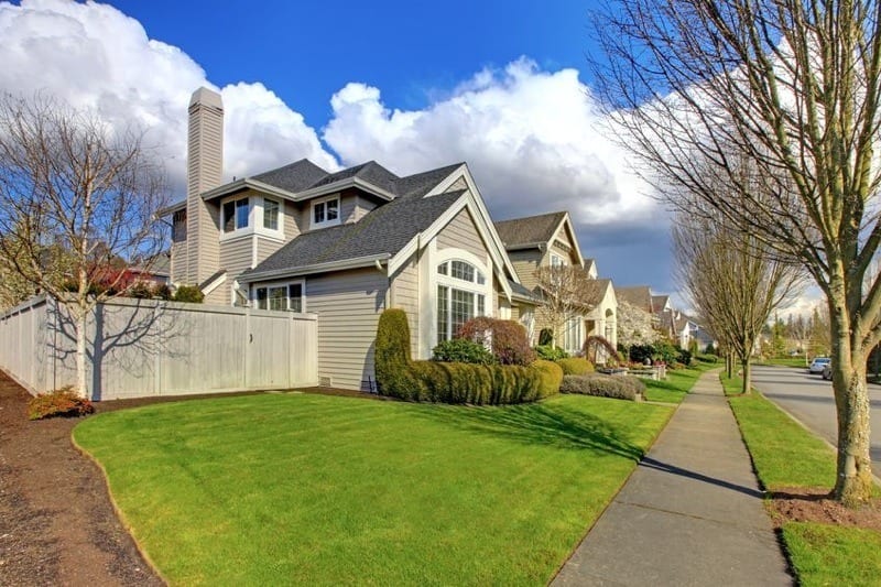 home with green lawn