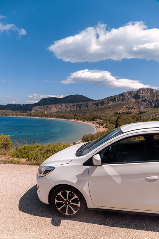 car parked with great view of the beach