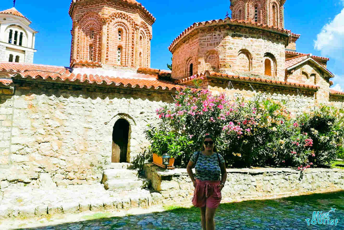 Girl in front of St. Naum Monastery