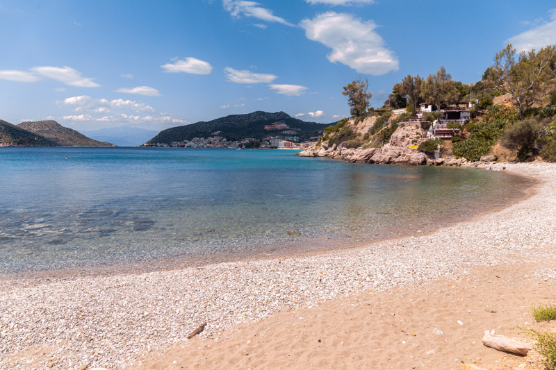 Small pebbly cove Assini beach