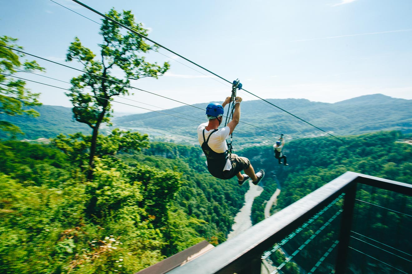 people going on a zipline