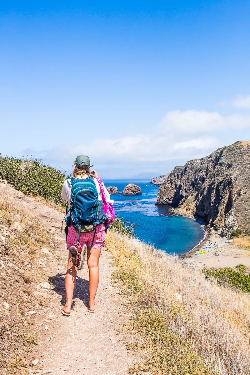 caz Hiking along a cliff path