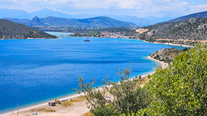 cobalt blue waters of kondyli beach