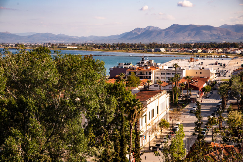 view of old and new town in nafplio