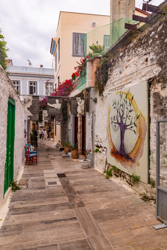 alleyway with mural on wall