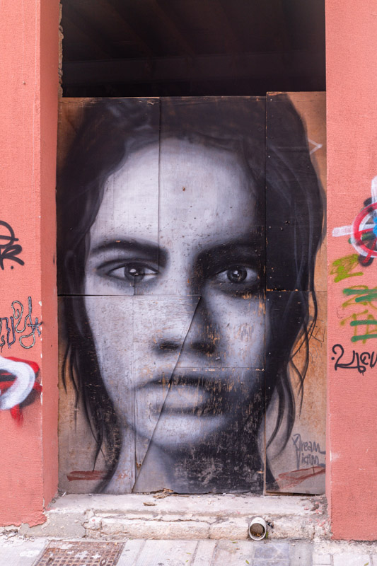 mural of girl on wall