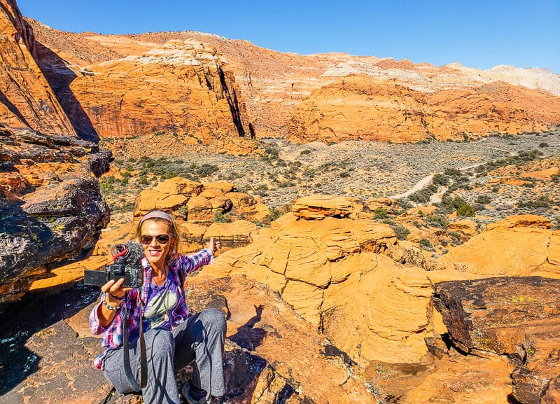 A person in a canyon