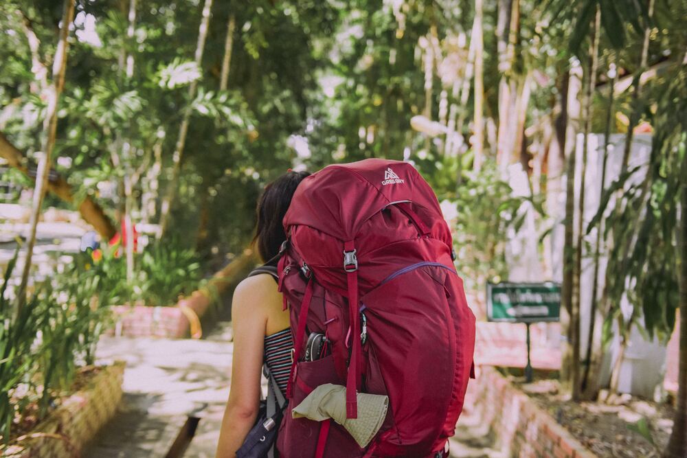 solo traveler with backpack