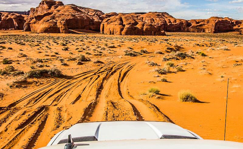 A desert road at Monument Valley