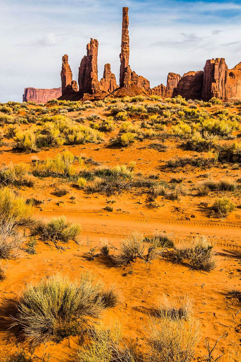 Totem Poles in the desert at monument valley 