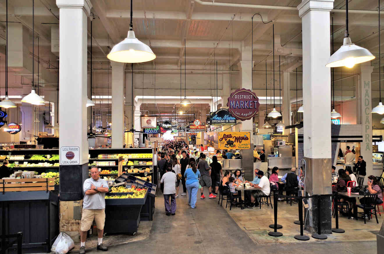 People walking around Grand Central Market