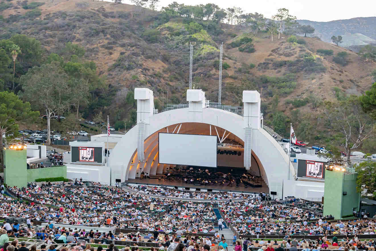 Hollywood bowl at a event full of spectators