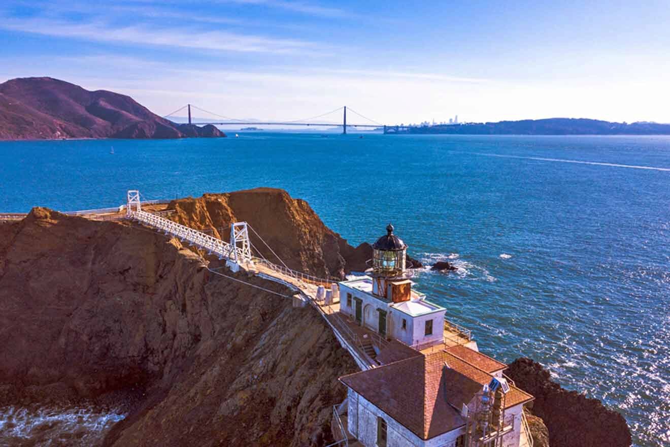 a view of the golden gate bridge from the top of a hill