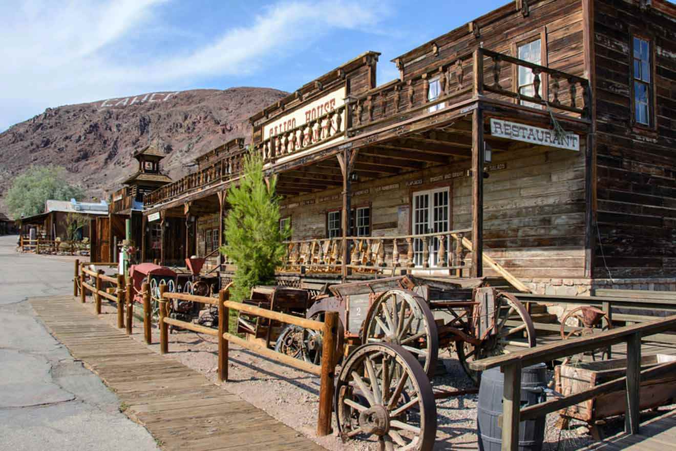 an old western town with a wooden building