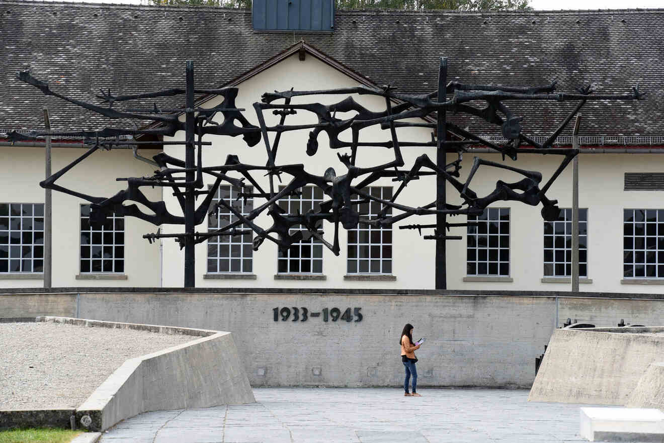 Memorial statue in front of Dachau Concentration camp