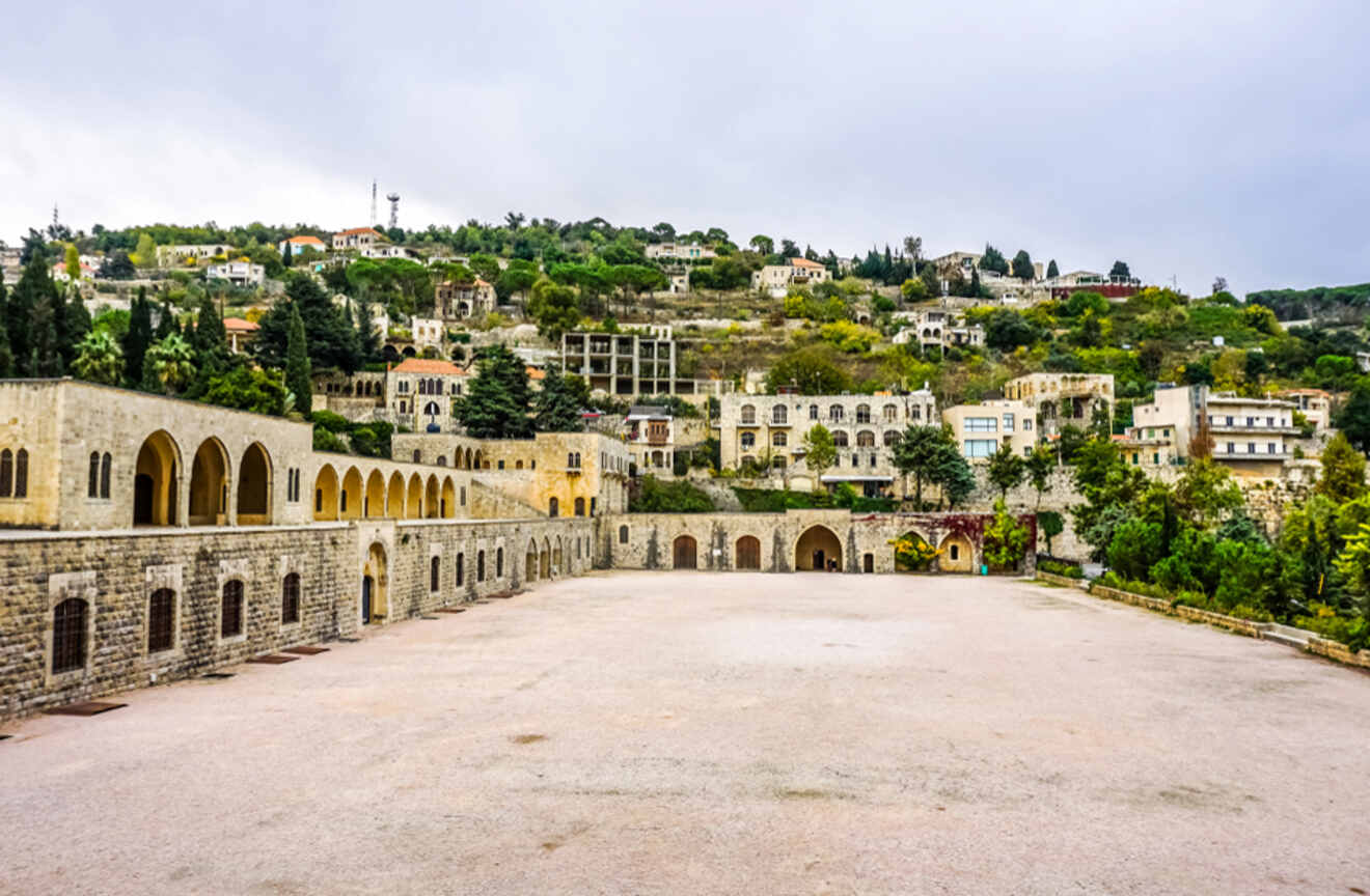 Beitiddine Palace Main Square with Town and Landscape View