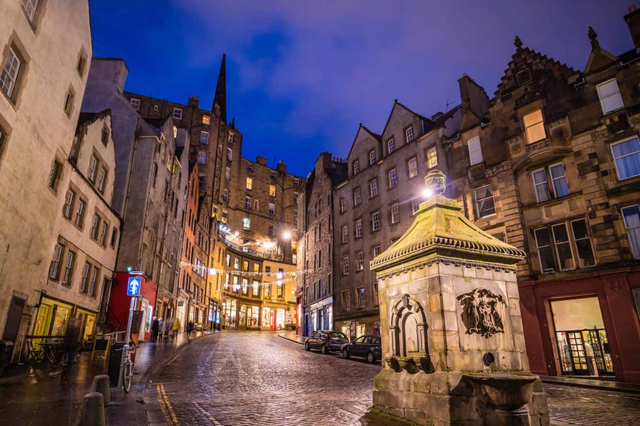 a city street at night