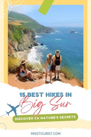 three people standing on a cliff overlooking the ocean