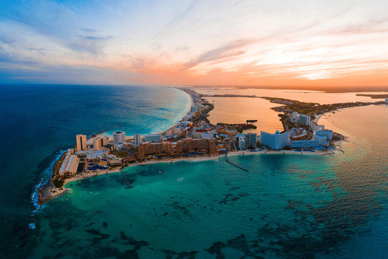 an aerial view of a city on an island