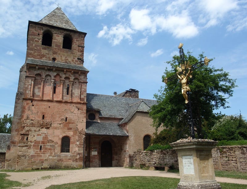 brick eterior of Church of Saint Pierre Bessuejouls France