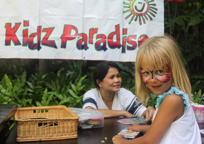 young girl wtih painted face at Kids club Thailand