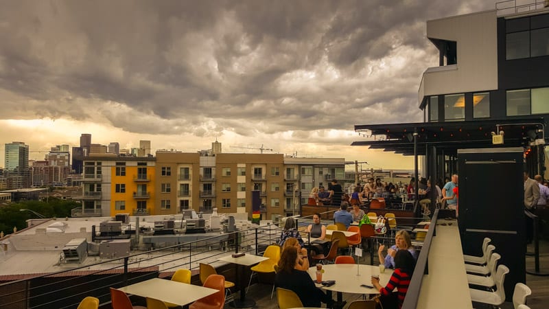 people sitting Linger bar Highlands Denver