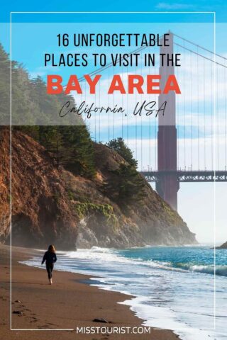 a person walking on a beach with the golden gate bridge in the background