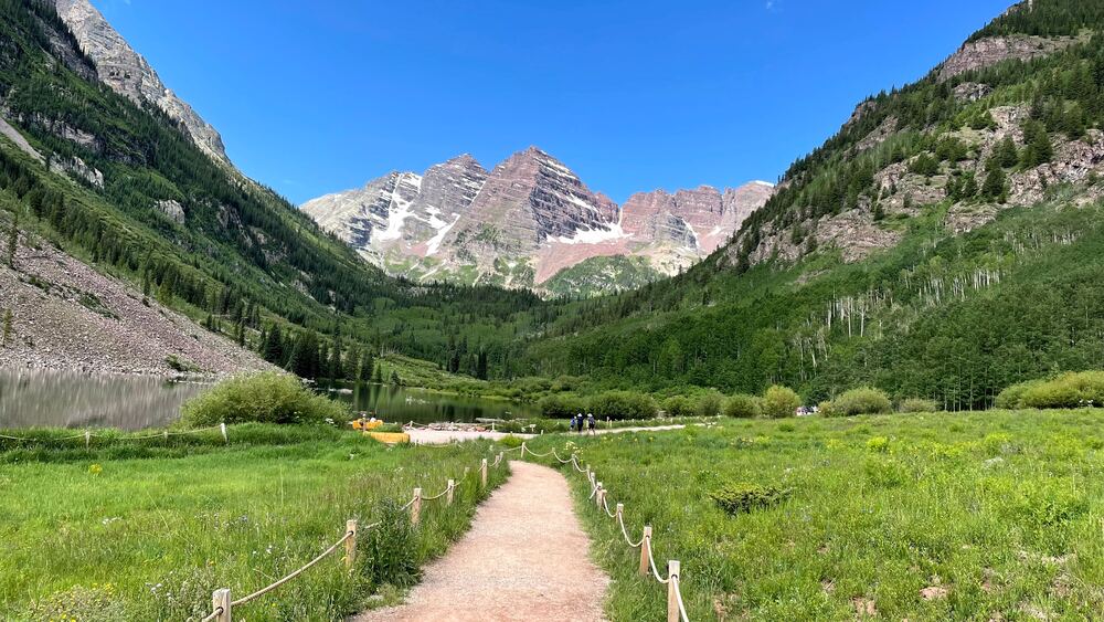 hiking trail through mountains