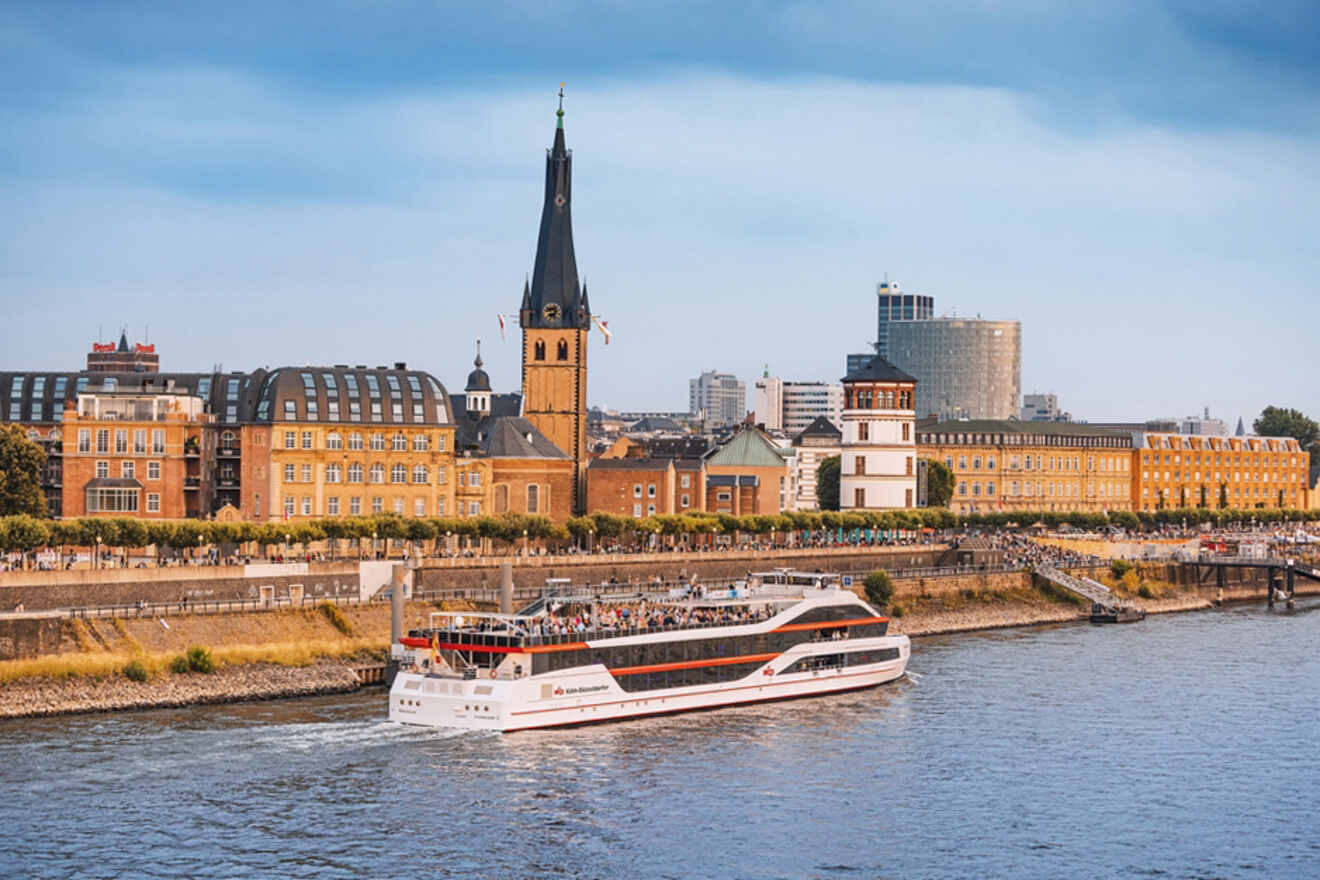 View of Dusseldorf skyline from the water