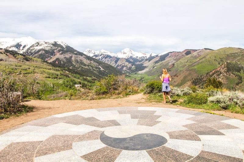 caz looking at Views Yin Yang Lookout Snowmass Colorado