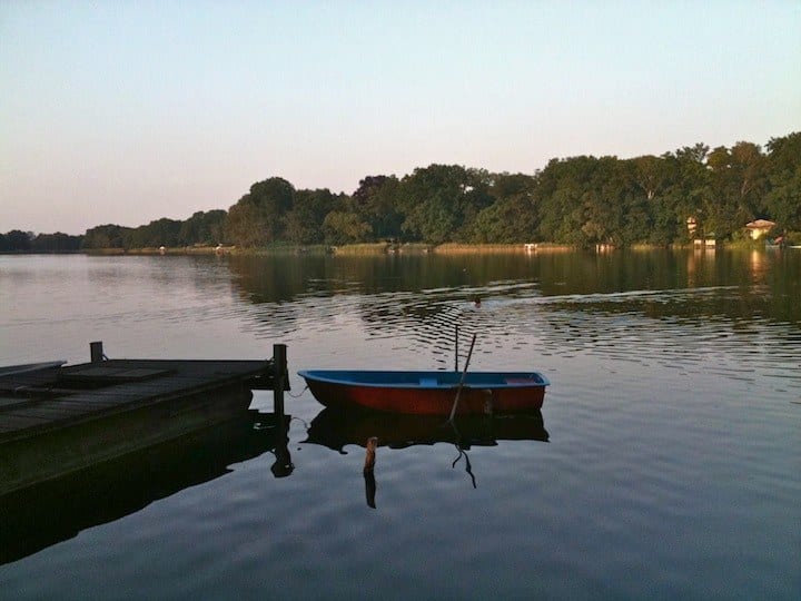 a canoe in a lake