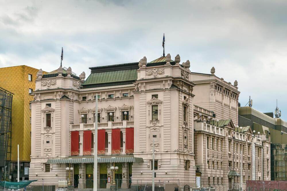 exterior od the white belgrade national theatre